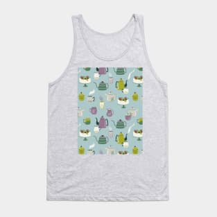 Pattern with ceramic kitchenware and cake Tank Top